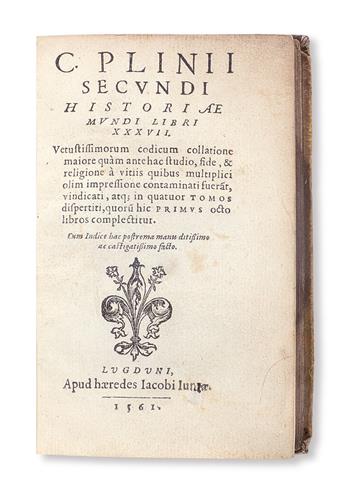 SCIENCE  PLINIUS SECUNDUS, GAIUS.  Historiae mundi libri XXXVII.  4 vols.  1561.  Small-format edition.